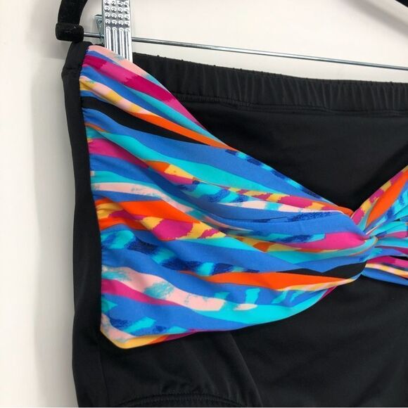 Swimsuits for All High Rise Swim Bottom Womens 18W Black Multicolored Vibrant - Picture 2 of 6